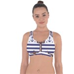 Anchor Background Design Cross String Back Sports Bra