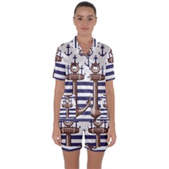 Satin Short Sleeve Pajamas Set 