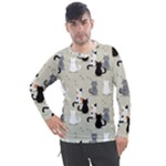 Cute Cat Seamless Pattern Men s Pique Long Sleeve T-Shirt