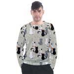 Cute Cat Seamless Pattern Men s Long Sleeve Raglan T-Shirt