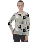 Cute Cat Seamless Pattern Women s Long Sleeve Raglan T-Shirt