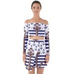 Anchor Background Design Off Shoulder Top with Skirt Set