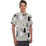 Cute Cat Seamless Pattern Men s Polo T-Shirt