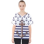 Anchor Background Design V-Neck Dolman Drape Top