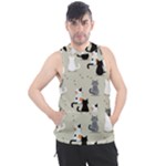 Cute Cat Seamless Pattern Men s Sleeveless Hoodie