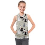 Cute Cat Seamless Pattern Kids  Sleeveless Hoodie