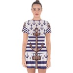 Anchor Background Design Drop Hem Mini Chiffon Dress