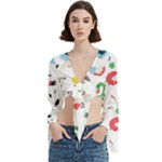 Vector Set Isolates With Cute Birds Scandinavian Style Trumpet Sleeve Cropped Top