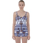 Anchor Background Design Tie Front Two Piece Tankini