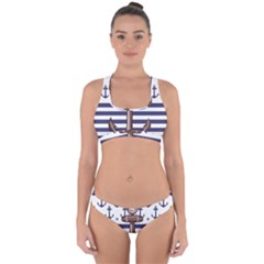 Anchor Background Design Cross Back Hipster Bikini Set from ArtsNow.com