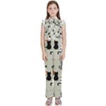 Cute Cat Seamless Pattern Kids  Sleeveless Ruffle Edge Band Collar Chiffon One Piece