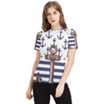 Anchor Background Design Women s Short Sleeve Rash Guard