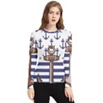 Anchor Background Design Women s Long Sleeve Rash Guard