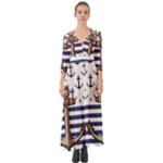 Anchor Background Design Button Up Boho Maxi Dress