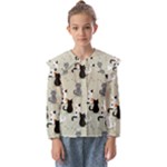Cute Cat Seamless Pattern Kids  Peter Pan Collar Blouse