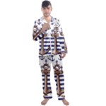 Anchor Background Design Men s Long Sleeve Satin Pajamas Set