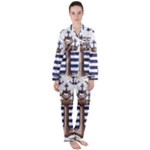 Anchor Background Design Women s Long Sleeve Satin Pajamas Set	