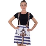 Anchor Background Design Velvet Suspender Skater Skirt