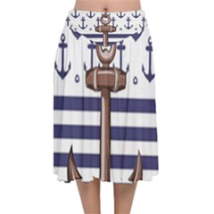 Velvet Flared Midi Skirt 