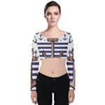 Anchor Background Design Velvet Long Sleeve Crop Top