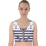 Anchor Background Design Velvet Racer Back Crop Top
