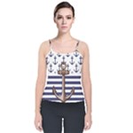 Anchor Background Design Velvet Spaghetti Strap Top