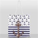 Anchor Background Design Full Print Rope Handle Tote (Large)