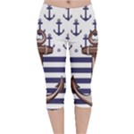 Anchor Background Design Velvet Capri Leggings 