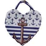 Anchor Background Design Giant Heart Shaped Tote