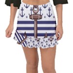 Anchor Background Design Fishtail Mini Chiffon Skirt