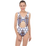 Anchor Background Design Center Cut Out Swimsuit