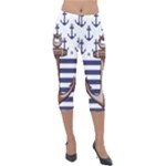 Anchor Background Design Lightweight Velour Capri Leggings 