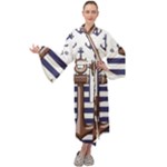 Anchor Background Design Maxi Velvet Kimono
