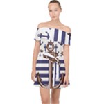 Anchor Background Design Off Shoulder Chiffon Dress