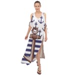 Anchor Background Design Maxi Chiffon Cover Up Dress