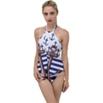 Anchor Background Design Go with the Flow One Piece Swimsuit