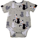 Cute Cat Seamless Pattern Baby Short Sleeve Bodysuit