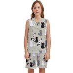 Cute Cat Seamless Pattern Kids  Basketball Mesh Set
