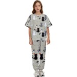 Cute Cat Seamless Pattern Kids  T-Shirt and Pants Sports Set