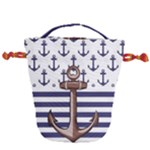 Anchor Background Design Drawstring Bucket Bag