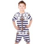 Anchor Background Design Kids  T-Shirt and Shorts Set