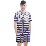 Anchor Background Design Men s Mesh T-Shirt and Shorts Set