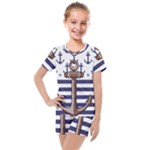 Anchor Background Design Kids  Mesh T-Shirt and Shorts Set