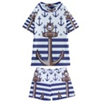 Anchor Background Design Kids  Swim T-Shirt and Shorts Set