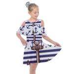 Anchor Background Design Kids  Shoulder Cutout Chiffon Dress
