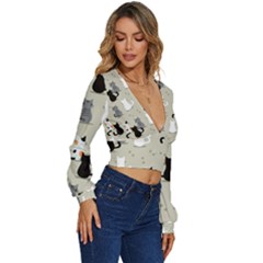 Long Sleeve Deep-V Velour Top 