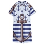 Anchor Background Design Kids  Boyleg Half Suit Swimwear