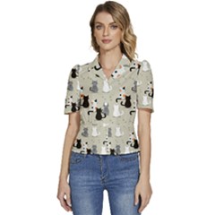 Puffed Short Sleeve Button Up Jacket 