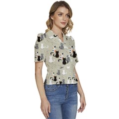 Puffed Short Sleeve Button Up Jacket 