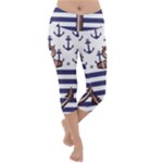Anchor Background Design Lightweight Velour Capri Yoga Leggings